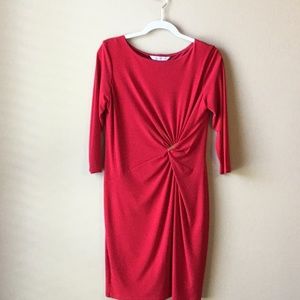 Peter Nygard Classy Red Dress Gathered at side 12P